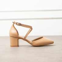 Stiletto Bej Bilekten Bağlamalı Ayakkabı